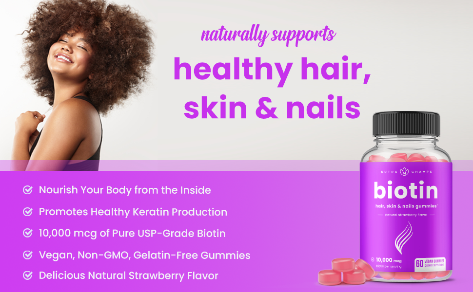 biotin gummies for women 5000mcg and 10000mcg healthy hair