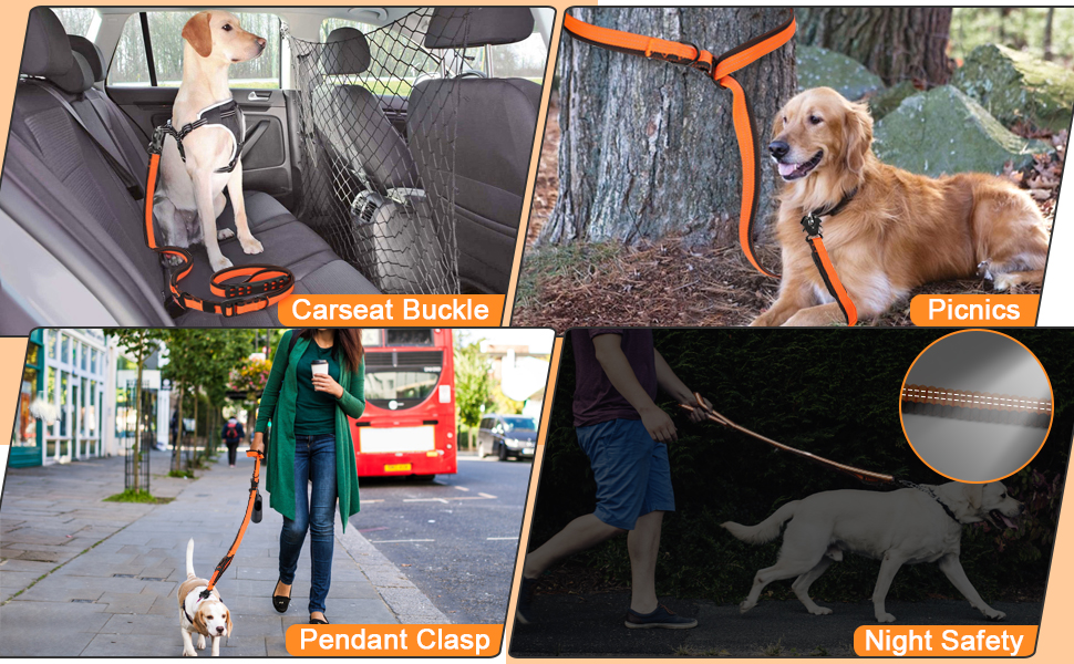 Heavy Duty Tactical Dog Leash, 56.5FT Reflective Shock