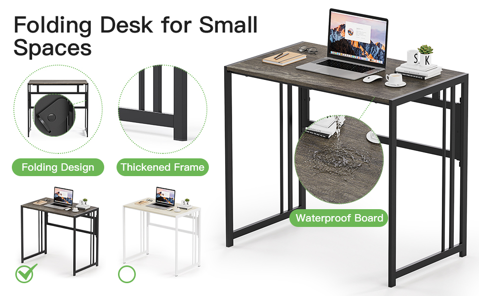 Gezen Folding Desk 32'' Computer Desk No Assembly Required