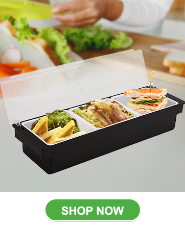 3-Compartment Serving Tray and Dispenser Containers with Hinged Lid