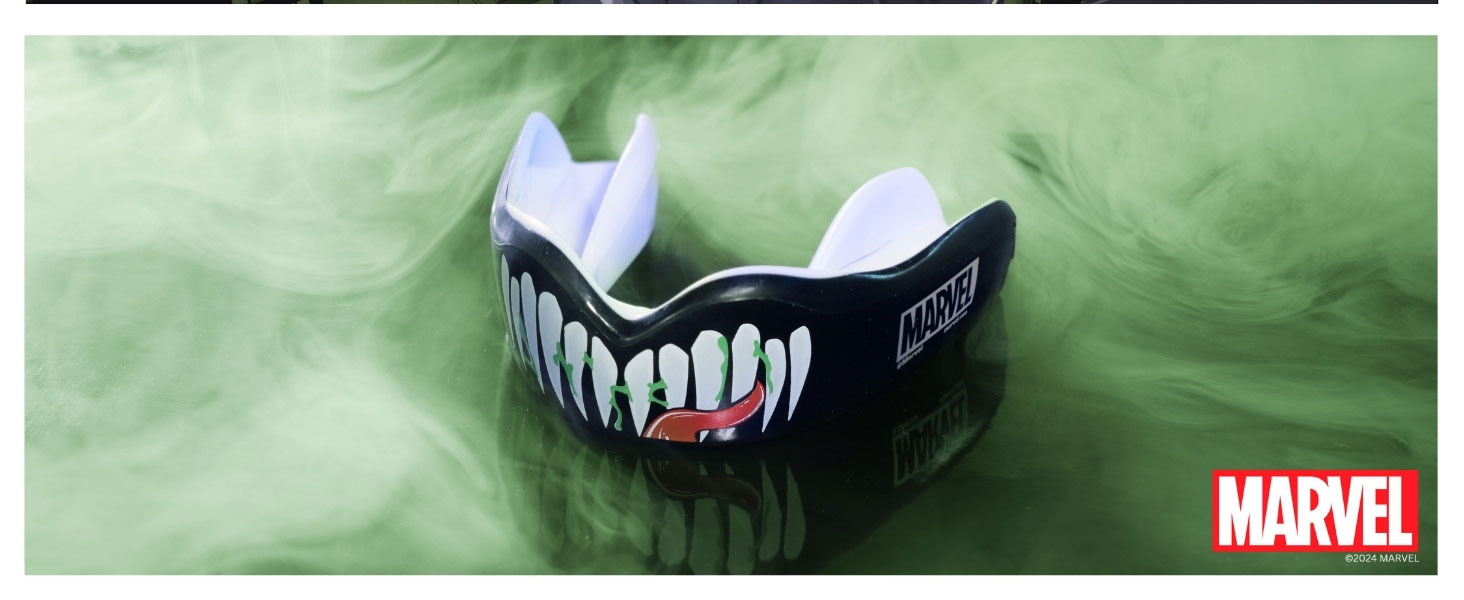 Venom marvel, mouthguard, mouth guard, gum shield, gumshield, contact sports, rugby, boxing