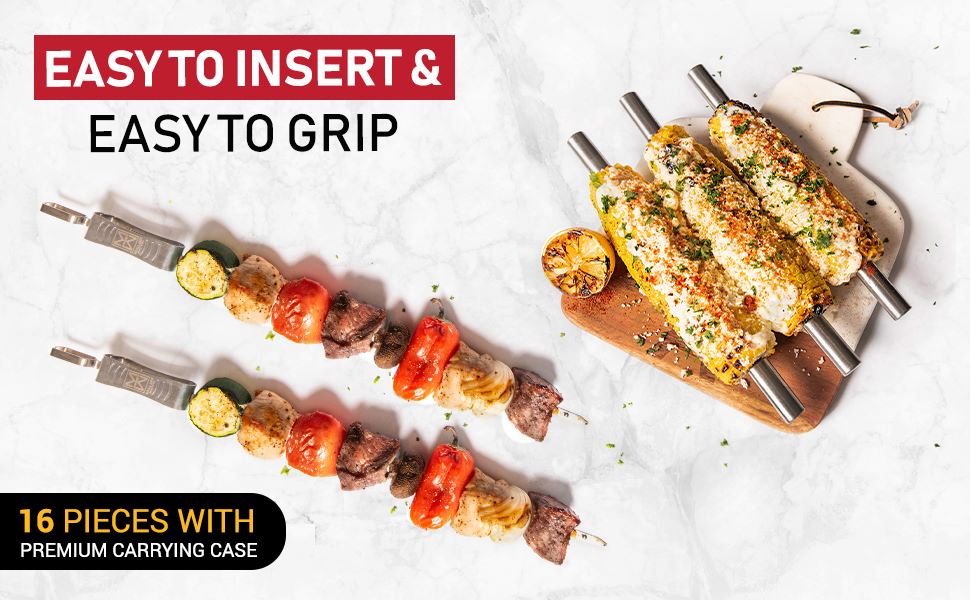 MAILLARD MASTERS Metal Skewers for Kabobs Flat BBQ