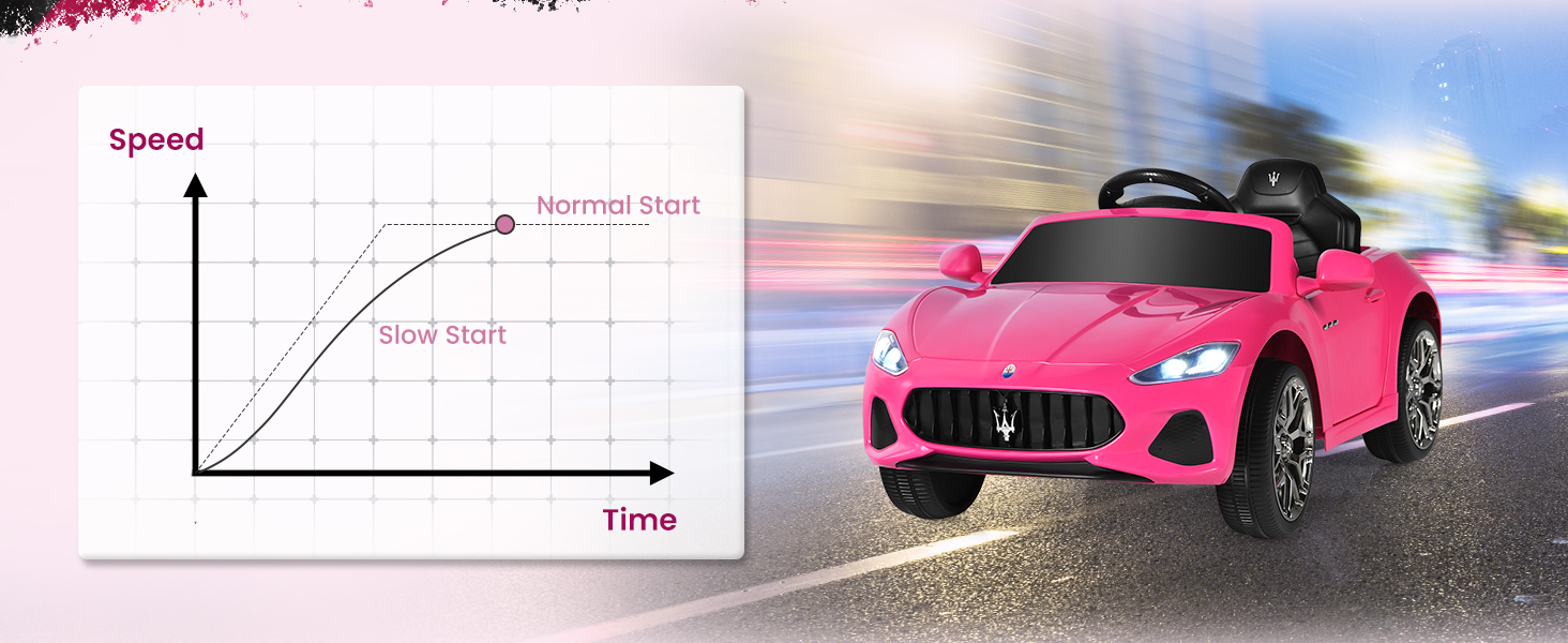 the soft start function can prevent children from being startled by sudden acceleration or braking