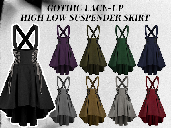 Amazon.com: DRESSFO Women's Gothic High-Low Suspender Skirt