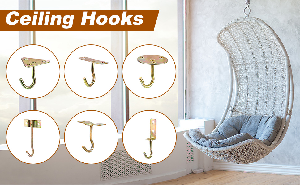 uxcell Ceiling Hooks, 3Pcs 3.66''x1.1''x 2.95'' Screw