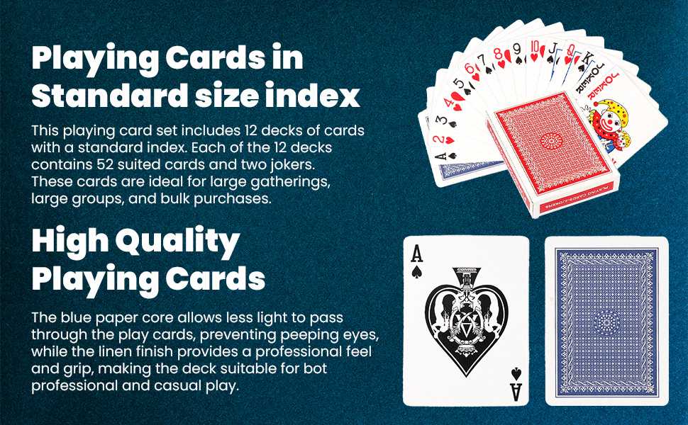 CLEARNEXT 12Pack Poker Size Standard Index 12 Decks of Playing Cards Superior Flexibility and