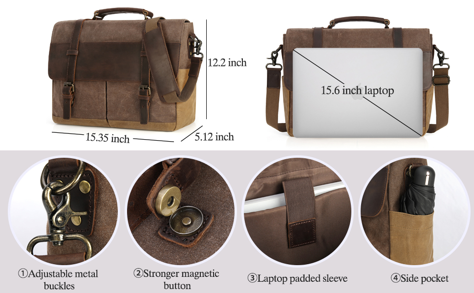 Messenger Bag for Men 15.6 Inch Waterproof Large Satchel