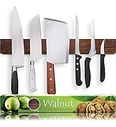 Premium 16 Inch Dark Walnut Wood Magnetic Knife Holder – Professional Wooden Magnetic Knife Strip...