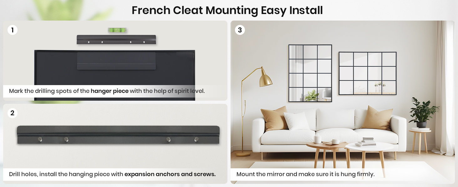 Windowpane Wall Mirror 24"x36" Wall Mounted Art Pane Mirror