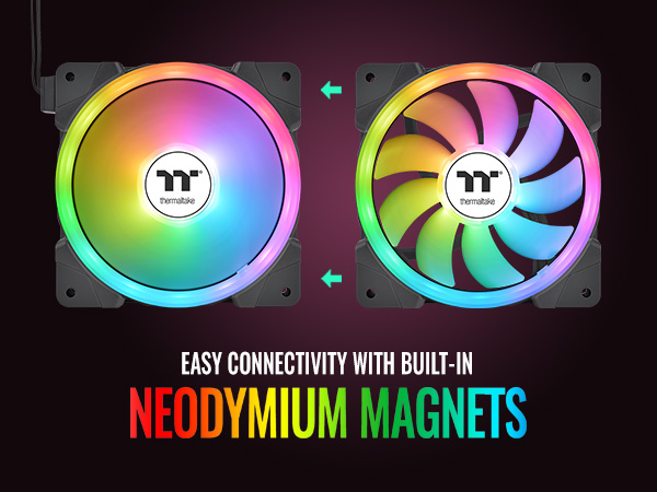 Thermaltake SWAFAN EX12 ARGB PC Cooling Fan - Built-in neodymium magnets