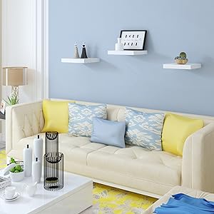 WOLTU High Gloss Floating Shelf Storage Display Unit Wall Mounted Bookcases Unit White 50 Cm 16 with bracket