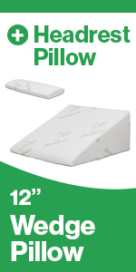 InteVisions Wedge Pillow, 12&#34; Pillow with Pillow and Bamboo Covers