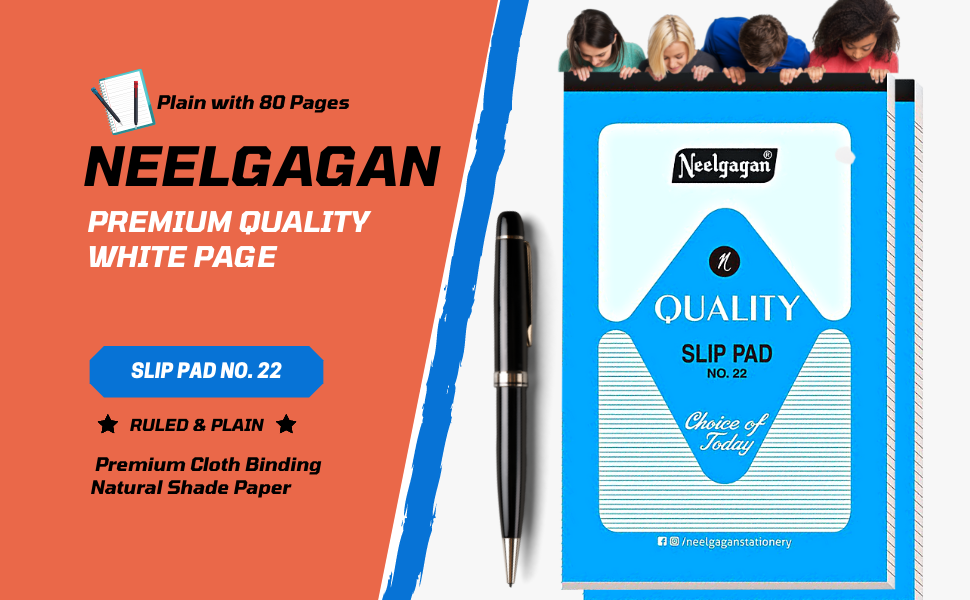 NEELGAGAN Slip Pad No. 22, Ruled & Plain (10.5 cm x 16.5 cm) (Type