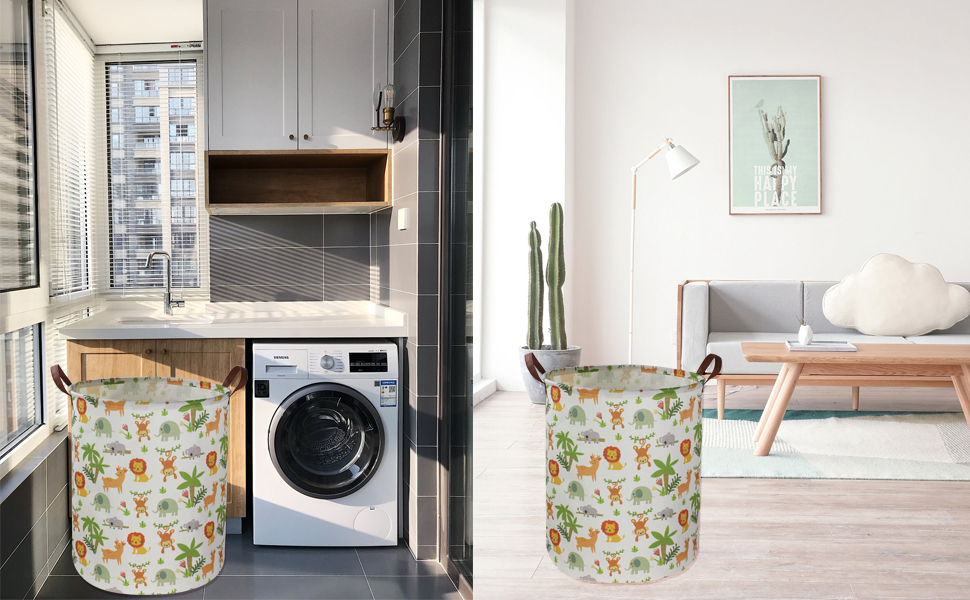 ESSME Kids Laundry Hamper,Jungle Laundry Basket Collapsible