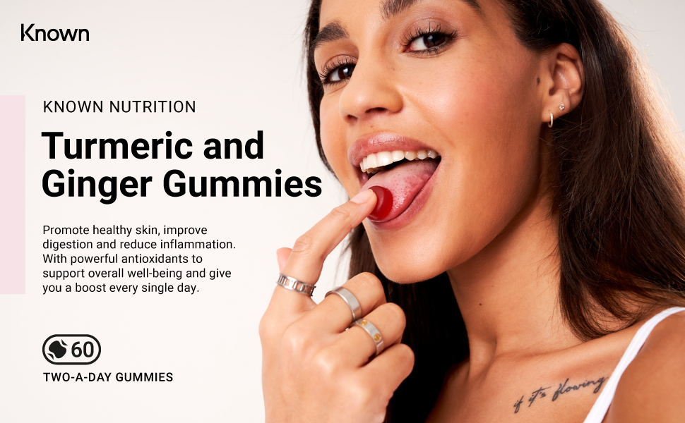 Vegan Turmeric & Ginger Vitamin Gummies by Known Nutrition 60 Twoa