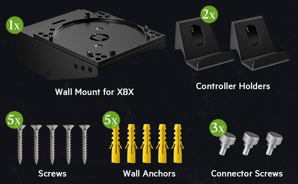 Support mural pour Xbox Series X, 4 en 1 Kit de Support Mural pour Xbox Series X avec