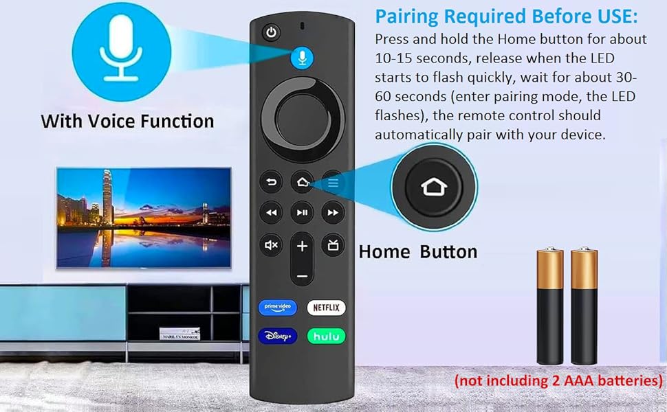 Remote Control for Fire TV (3rd Gen) Replacement With Voice Function