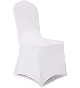 Peomeise 12pcs Stretch Spandex Chair Cover for Wedding Party Dining Banquet Event (White, 12)