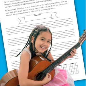 Songwriting for Kids Workbook journal music writing pages wide staff paper guitar tab song prompts