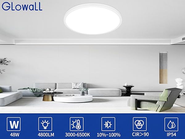 Glowall 20 Inch Led Flush Mount Ceiling Light Fixture