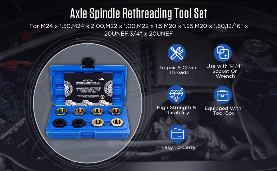 DUOYI Axle Spindle Rethreading Tool Set Repair/Cleaning