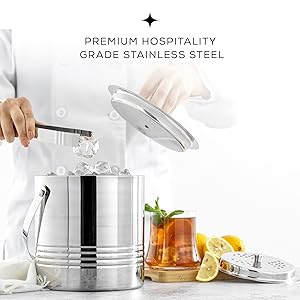 Double Wall Ice Bucket with Lid Insulated Ice Bucket for Cocktail Bar