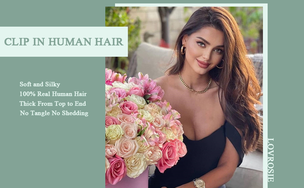 Clip in Hair Extensions Real Human Hair Jet Black Clip in