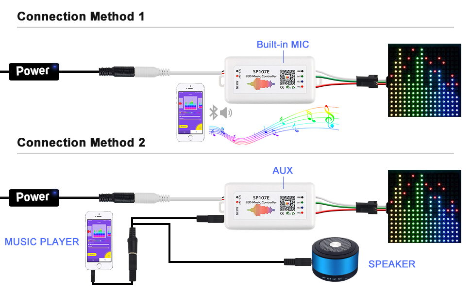 VIPMOON SP107E Bluetooth LED Music Controller Full Color Controller iOS
