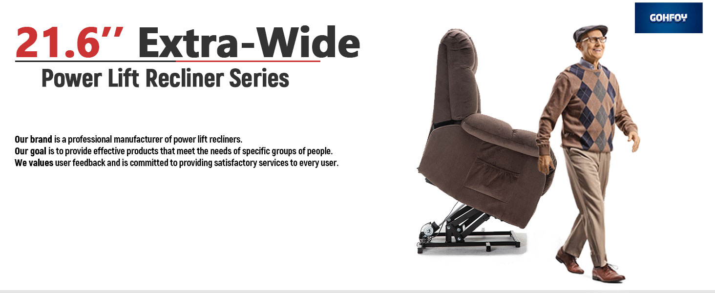 GOHFOY Recliner Chair with Comfort Armrests, Lift Chair