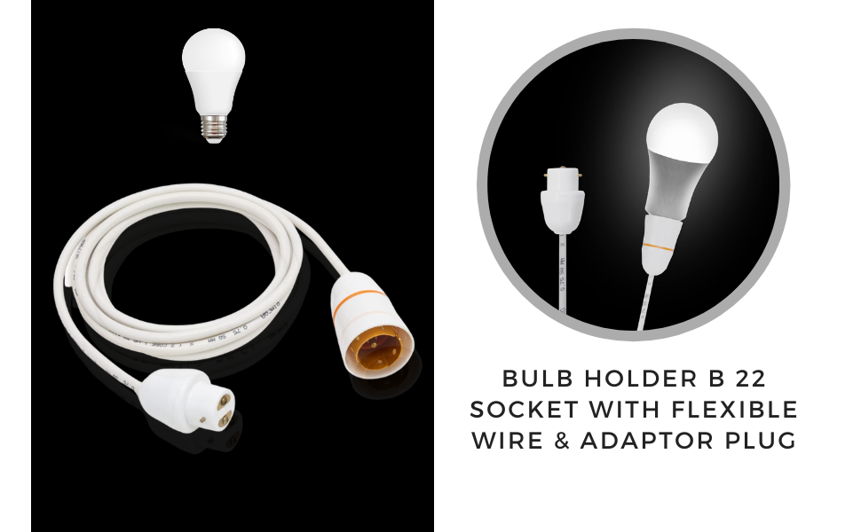 SeCro Brass Bulb Holder B 22 Socket With Flexible Wire & Adaptor Plug
