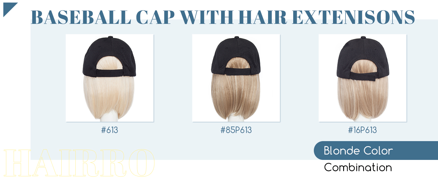 Hairro baseball cap with hair extenisons