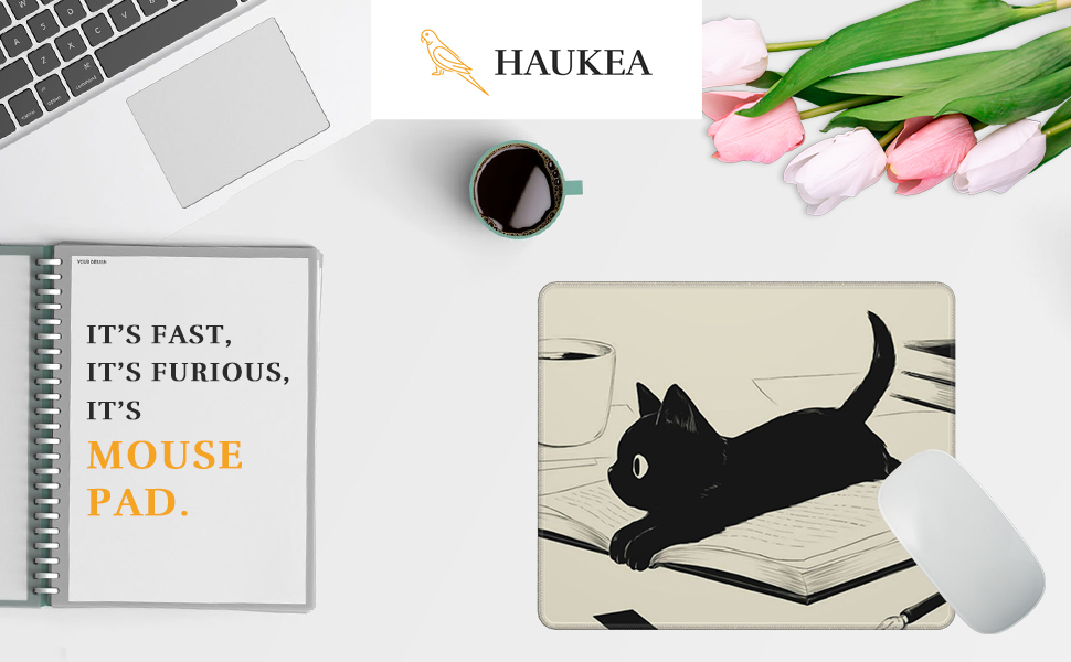 Cute Cat Mouse Pad, Funny Small Mousepad for Desk with Non