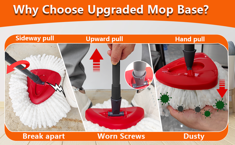 Spin Mop Replacement Base with Snap compatible with