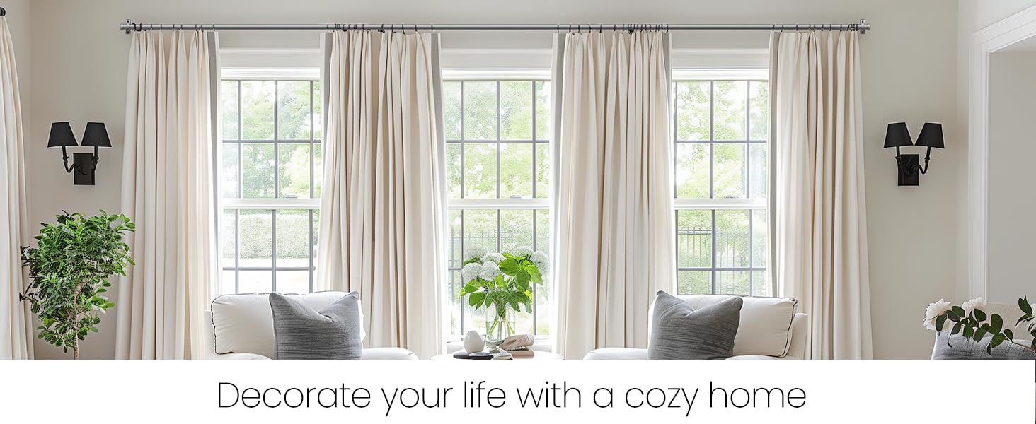 Curtain Rods for Windows 144 to 168, 1 Inch Heavy Duty