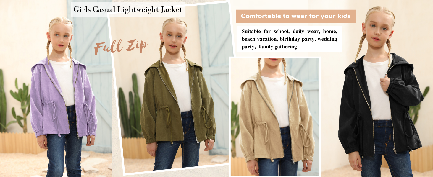 Girls Casual Full Zip Jacket