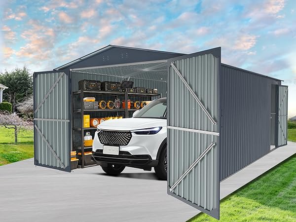 Amazon.com : ZJBFXY88 Outdoor Storage Shed 20x13 FT, Metal Garage