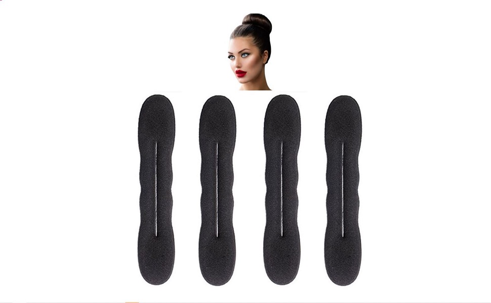 Styla Hair Magic Hair Bun Maker (4 Large) Foam Sponge Bun Shaper Hair