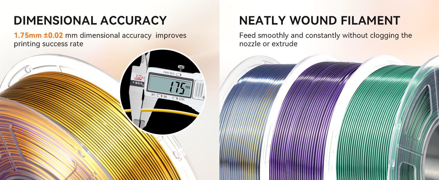 TECBEARS Silk PLA Filament, Tri Color PLA Silk Filament 1.75mm 1 kg