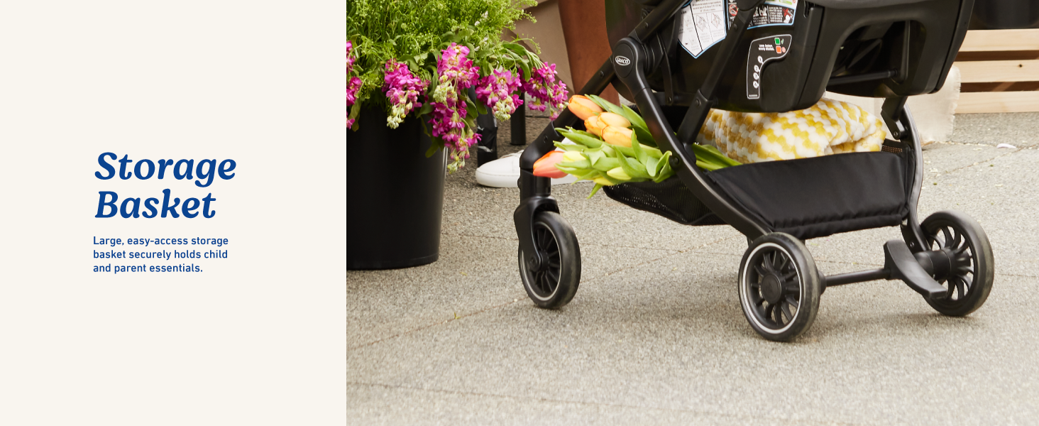 Graco GoMax - Cesta de almacenamiento para asiento de coche infantil con sistema de viaje, fácil acceso, segura y lista para viajar