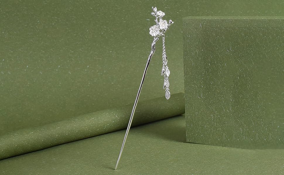 和装小物 銀細工 桶に梅花 彫金 かんざし Hairpin 髪飾り 和装小物 銀細工 桶に梅花 彫金 かんざし Hairpin 髪飾り