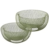 WHW Whole House Worlds Iconic Modern Wire Mesh Fruit Bowls, Olive Green, Set of 2, Art Museum Sty...