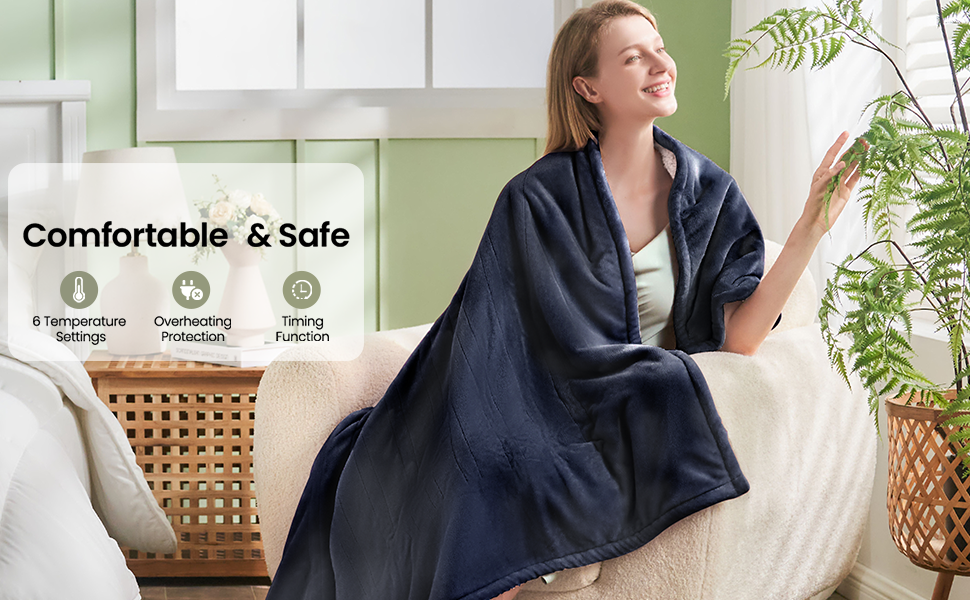 BENFOX Premium Heated Blanket Queen Size 84"×90" Super Soft Electric Blanket, 6
