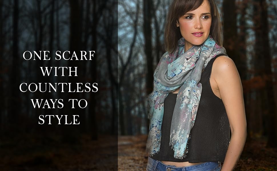 Scarf for Women Lightweight Floral Flower Scarves for Fall Winter Shawl Wrap