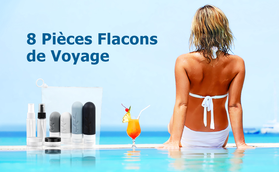 8 Pièces Flacons de Voyage