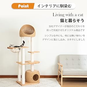 Amazon | PETTIFUL キャットタワー 木製 【天然木使用】 大型