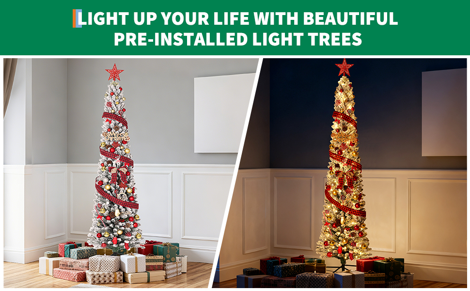 7.5ft Flocked Pencil Christmas Tree