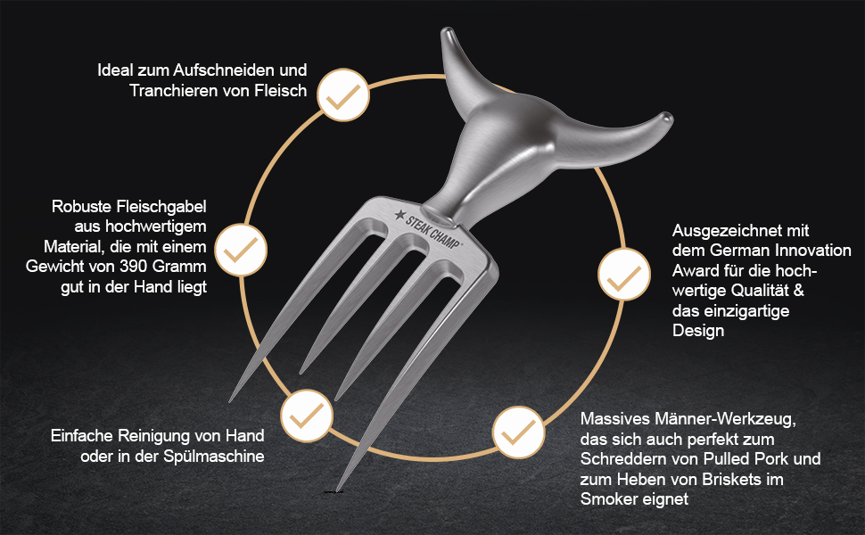 Amazon.de Steak Champ Bull Fork Fleischgabel, 16,5 cm Massive