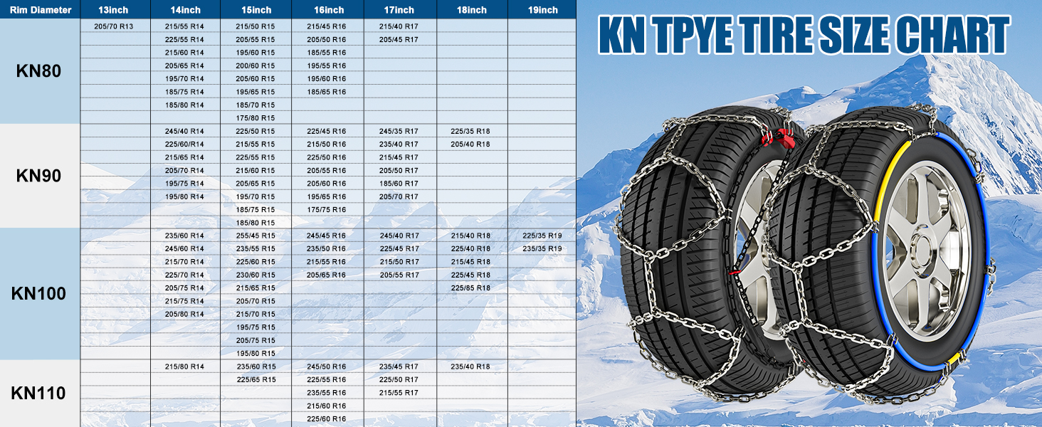Barbella Tire Traction Chain Snow Chains for Car, Upgraded