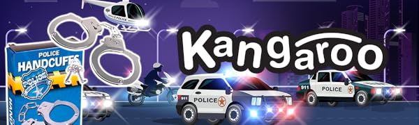 Toy Police Costume Prop Accessories Metal Chain Hand Cuffs with Safety Release and Key