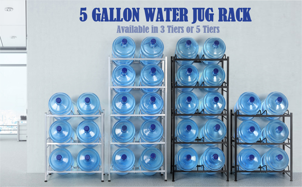 MOOACE 5Tier Water Jug Rack, 5 Gallon Water Bottle Holder Organizer Storage Rack Heavy Duty